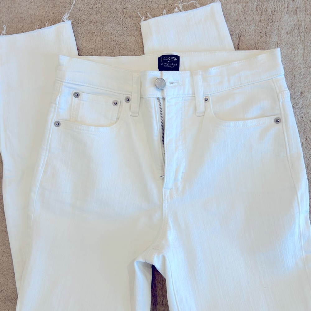 JCrew High Rise Skinny White Denim Jeans